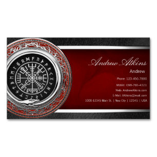 [001] Vegvisir - Viking Silver Magic Runic Compass Magnetiska Visitkort