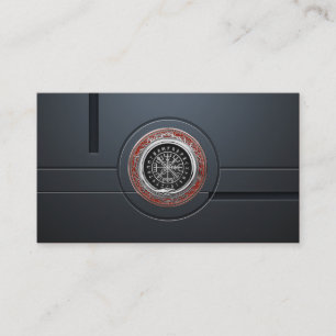[001] Vegvisir - Viking Silver Magic Runic Compass Visitkort