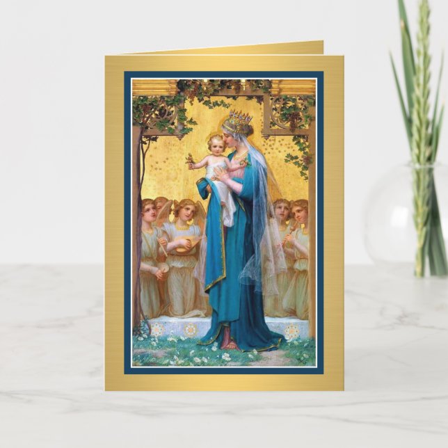 0026 Virgin Mary Greeting Card med dikt Kort (Framsida)