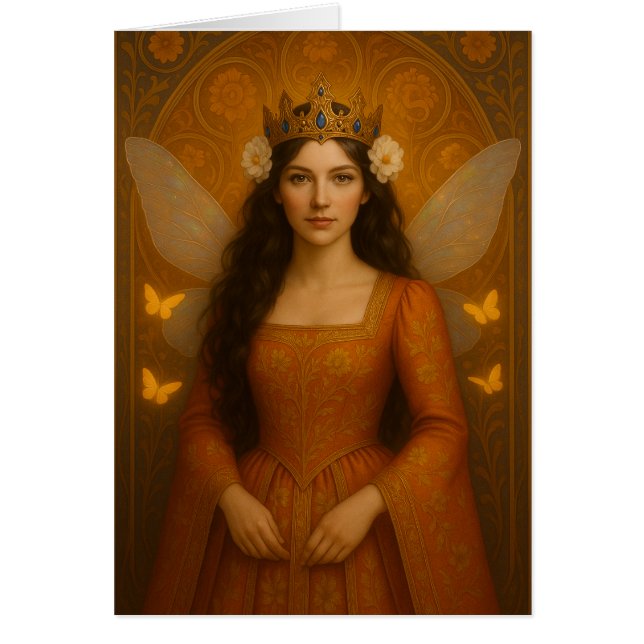 002_A fairy princess in burnt orange. Hälsningskort (Framsidan)