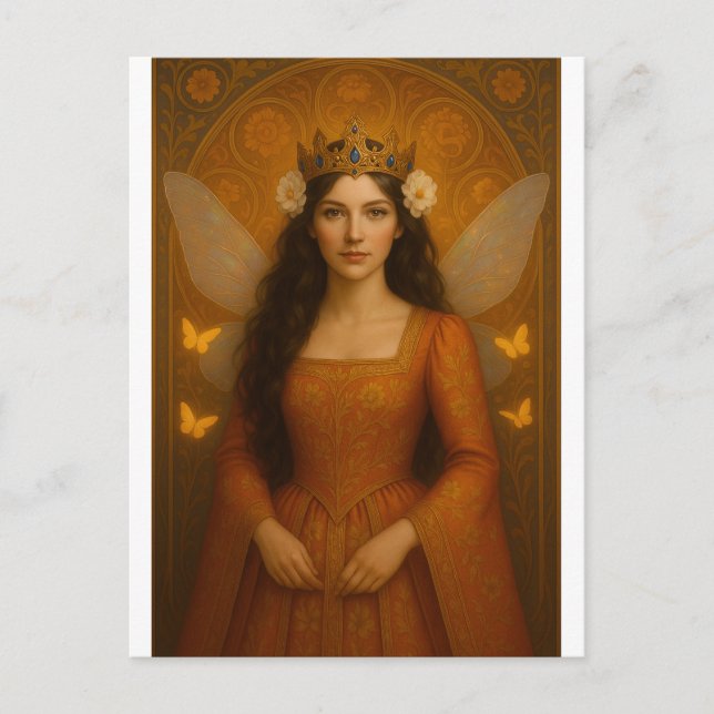 002_A fairy princess in burnt orange. Vykort (Framsida)