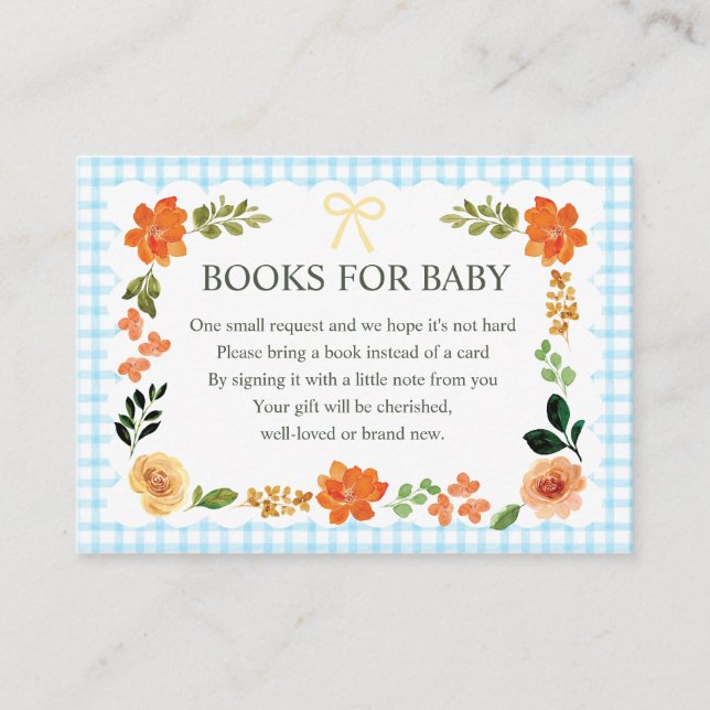 002 Cerulean Gingham Baby Shower-bifogad karta Tilläggskort (Framsida)