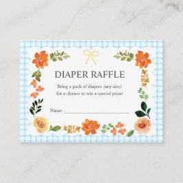 002 Cerulean Gingham Baby Shower Diaper Raffle Tilläggskort