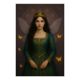 003_A fairy princess in emerald green. Perfect Poster