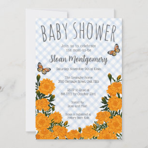 003 Kobolt Monark Fjäril Marigold Baby Shower Inbjudningar