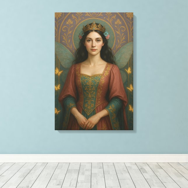 004_A fairy princess in muted rose and teal green. Canvastryck (Insitu (trägolv))