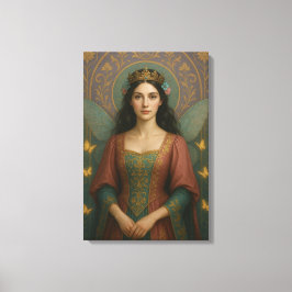 004_A fairy princess in muted rose and teal green. Canvastryck