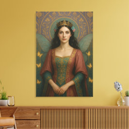 004_A fairy princess in muted rose and teal green. Canvastryck