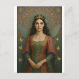 004_A fairy princess in muted rose and teal green. Vykort