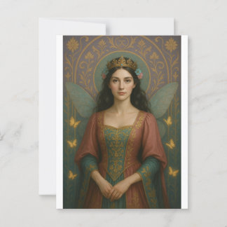 004_A fairy princess in muted rose and teal green. Vykort