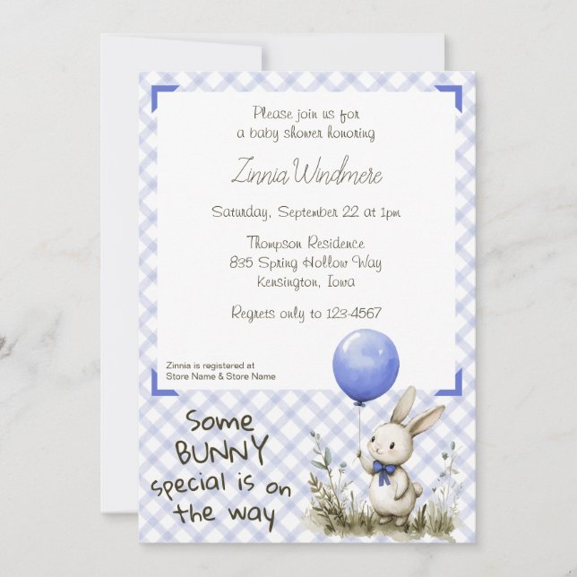 004 Indigo Blue • Lite extra mysigt babykalas Inbjudningar (Framsida)