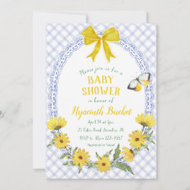 004 Indigo Gul Prästkragebåge Gingham Barnkalas Inbjudningar