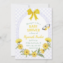 005 Iris Gul Tusenskönhetsslinga Rutig Baby Shower