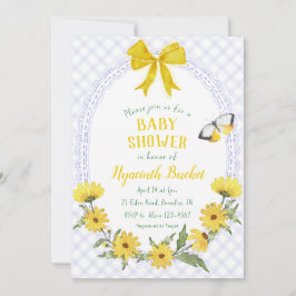 005 Iris Gul Tusenskönhetsslinga Rutig Baby Shower Inbjudningar