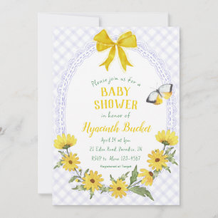 005 Iris Gul Tusenskönhetsslinga Rutig Baby Shower Inbjudningar