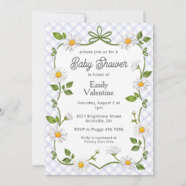 005 Iris Lavendel Blommig Daisy Randig Baby Shower Inbjudningar