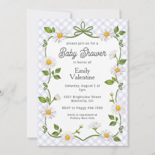 005 Iris Lavendel Blommig Daisy Randig Baby Shower Inbjudningar