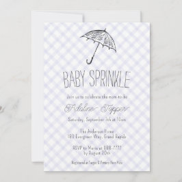 005 Iris Modern Paraply Rutigt Baby Sprinkle Inbjudningar