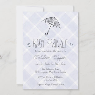 005 Iris Plaid Paraply Baby Sprinkle Shower Inbjudningar
