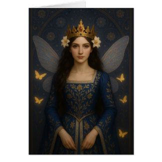 006_A fairy princess in royal blue. Hälsningskort