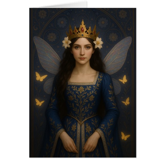 006_A fairy princess in royal blue. Hälsningskort (Framsidan)