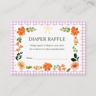 006 Wine Gingham Baby Shower Blöja Lotteri Tilläggskort