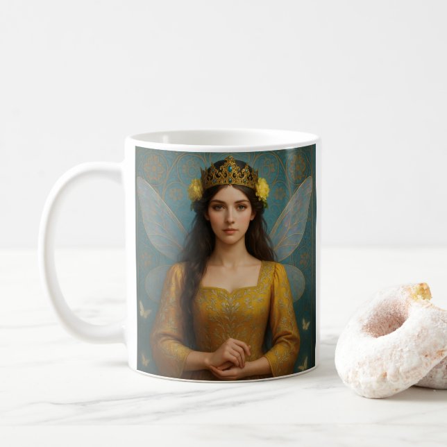 007_A fairy princess in golden yellow.  Kaffemugg (Med munk)