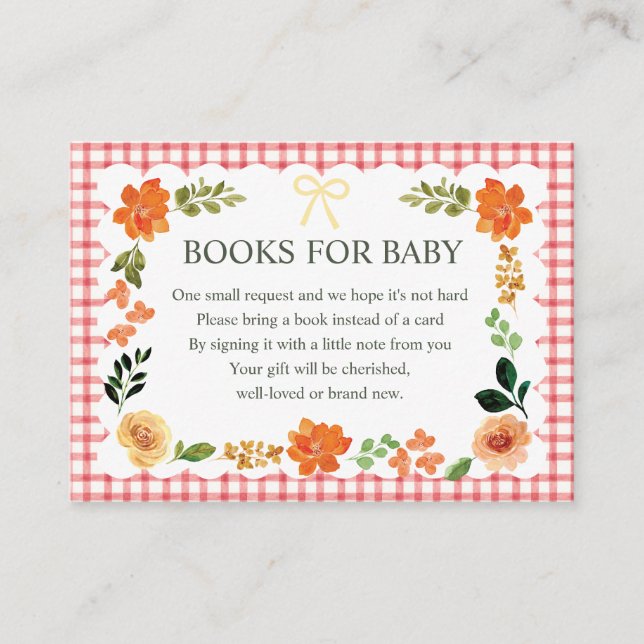 007 Röd Gingham Baby Shower-bifogad kort (Framsida)