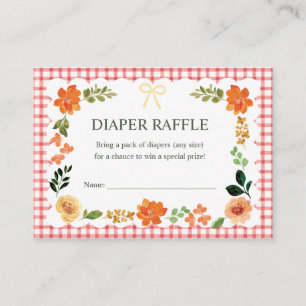 007 Röd Gingham Baby Shower Blöja Lotteri Tilläggskort