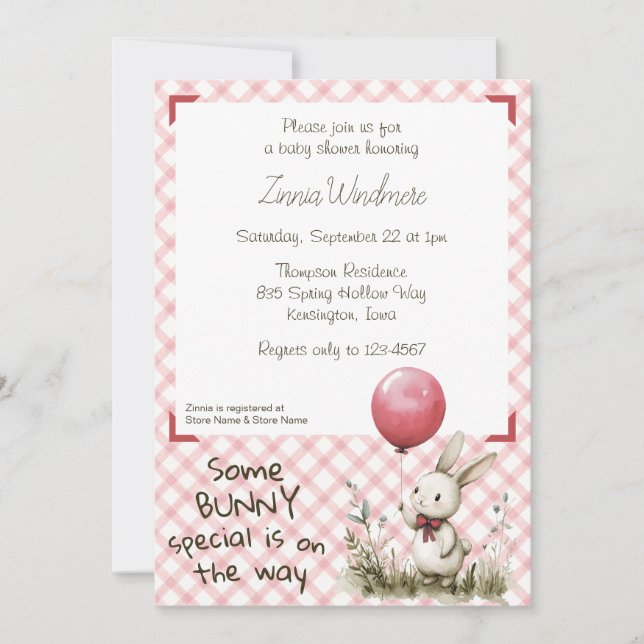 007 Rött vin • Some Bunny Special Baby Shower Inbjudningar (Framsida)