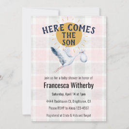 008 Röda kinder 020 Dimma Sol Randig Stork Babykal Inbjudningar