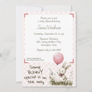 008 Rörosa • Some Bunny Special Baby Shower Inbjudningar