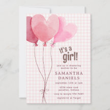 008 Rosa hjärtballong i gingham Babykalas