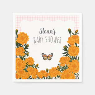 008 Rosabränd Sammetstagg Gingham Babyfirande Pappersservett