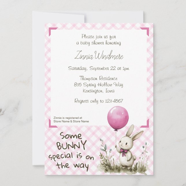 009 Fuchsia Rosa • Some Bunny Special Barnkalas Inbjudningar (Framsida)