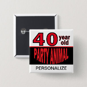 00-åriga Party-djur Födelsedag Anpassa Knapp