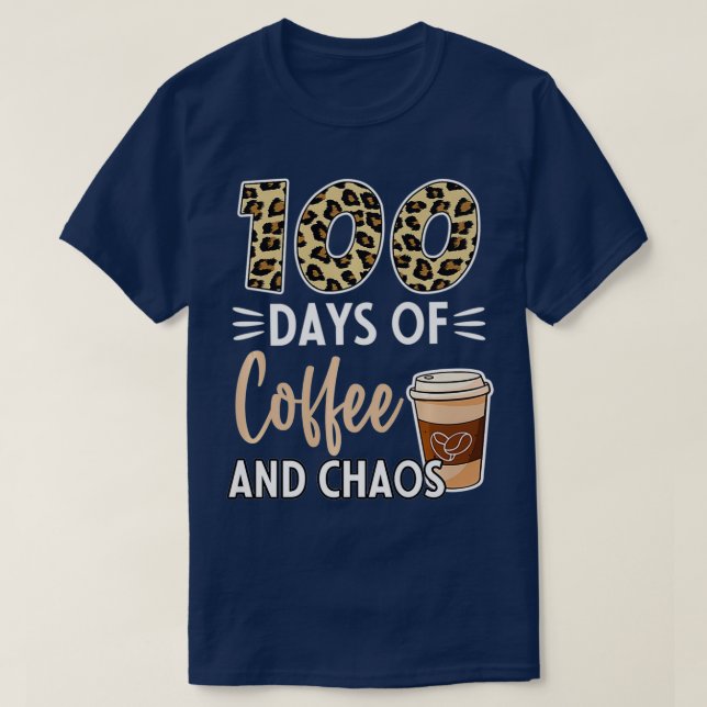 00 dagar kaffe och kaos 00 dagar skoldag för t shirt (Design framsida)