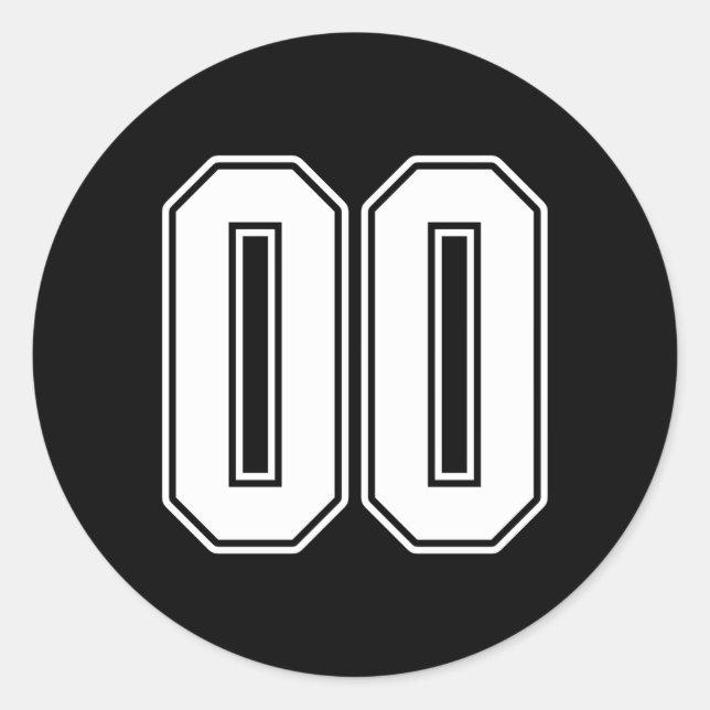 00 Vit konturnummer 00 Sportfantast Jersey Runt Klistermärke (Framsida)