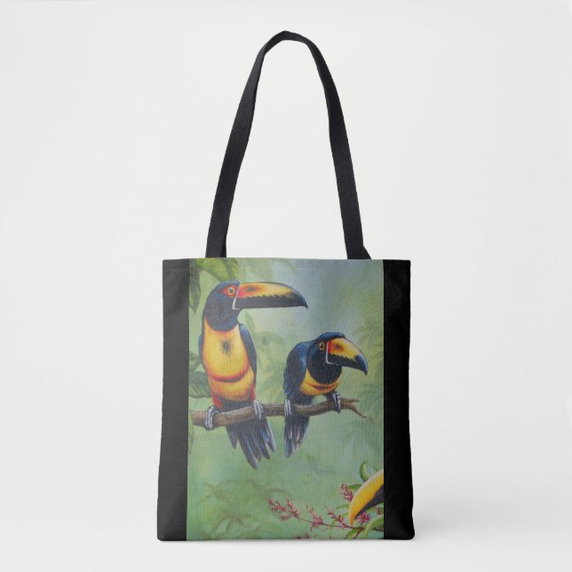 0108 - Tropical Bird Tote Bag Tygkasse (Framsida)