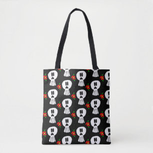 0109 - Döskallar och blommor, Tote Bag Tygkasse