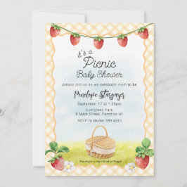 010 Amber Apelsin Jordgubb Picknick Baby Shower Inbjudningar