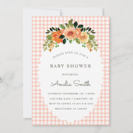 011 Terrakotta Gingham Baby Shower Inbjudningar