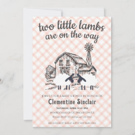 011 Terrakotta Little Lambs Farm Plaid Baby Shower Inbjudningar