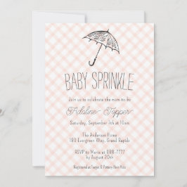 011 Terrakotta Paraply Rutig Baby Sprinkle Inbjudningar