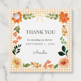 012 Copper Floral Gingham Baby Shower Gåvor Etiketter