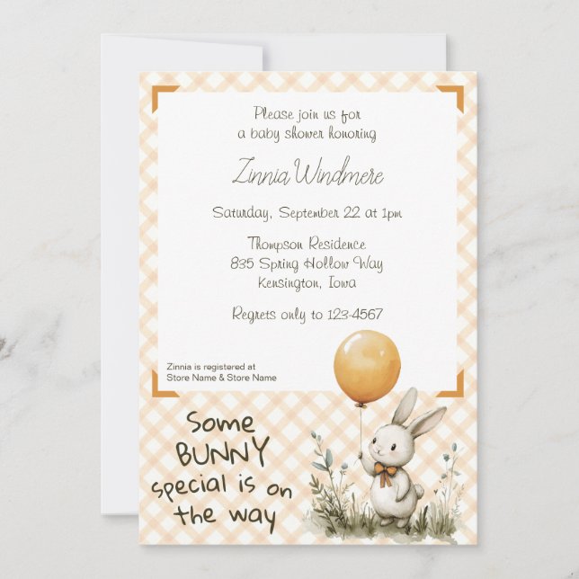 012 Kopparorange • Some Bunny Special Baby Shower Inbjudningar (Framsida)