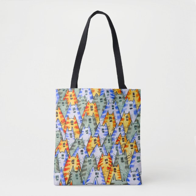 0136 Katter - Tote Bag Tygkasse (Framsida)