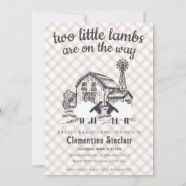 013 Choklad Lilla Lamm Gårdsrandig Babyfirande Inbjudningar