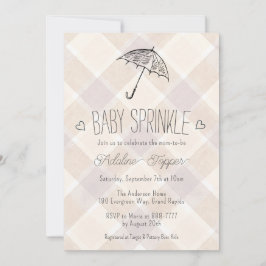 013 Choklad Plaid Paraply Baby Sprinkle Shower Inbjudningar