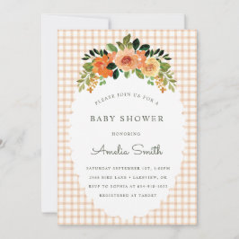 014 Latte Blommig Rutiga Baby Shower-inbjudningar Inbjudningar